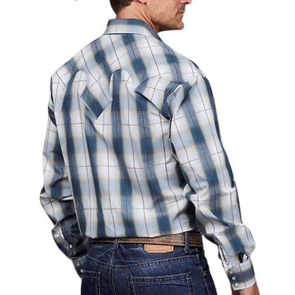 Stetson Denim Dobby Plaid Men's Button Up 11-001-0478-5016 - Image 2