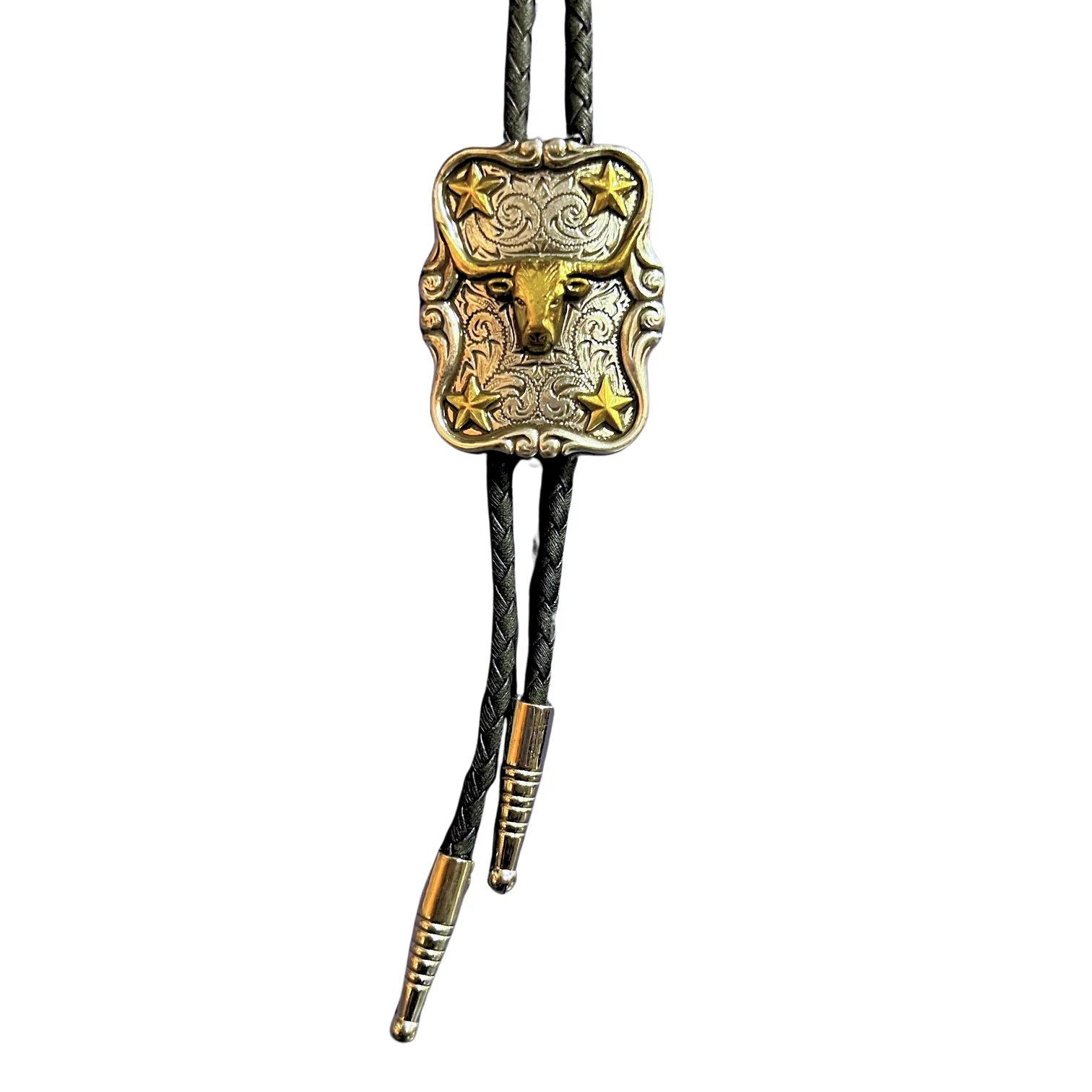 M&F Rectangle Longhorn Star Bolo Tie 22822 - Image 2