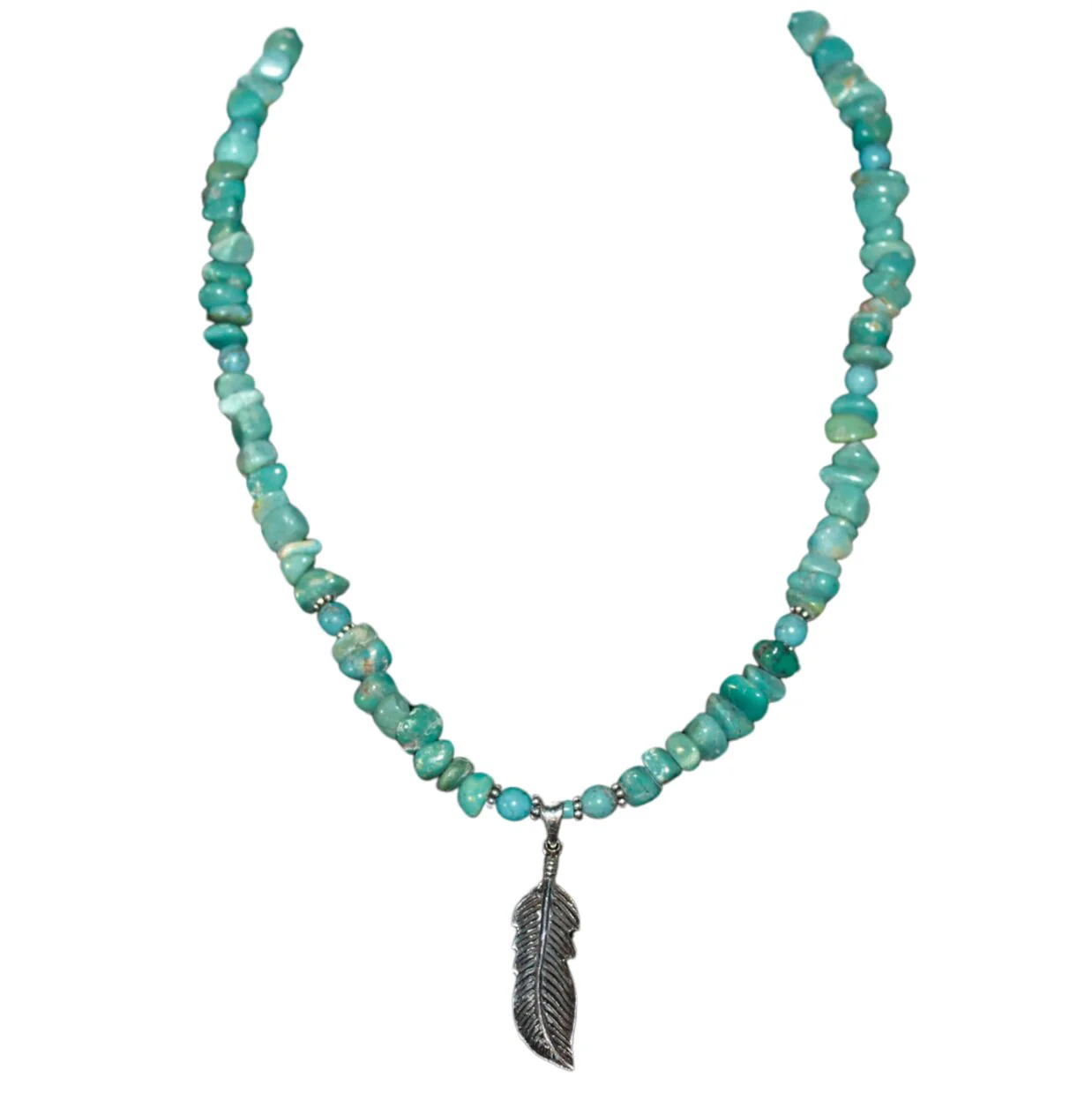 Paige Wallace Turquoise Feather Pendant Necklace 333F - Image 3