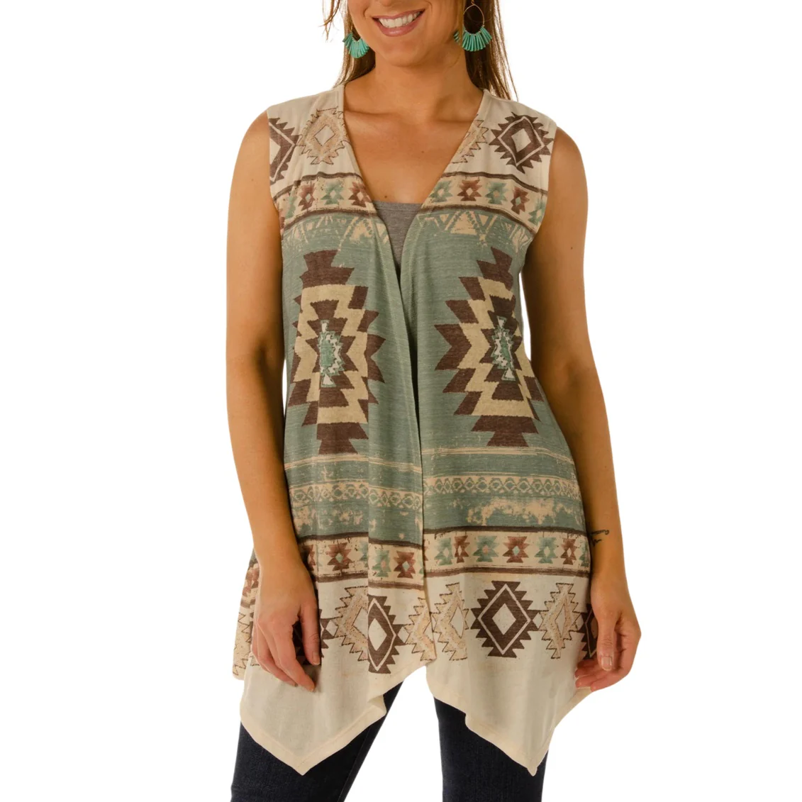 Liberty Wear Geometric Steerhead Women's Cardigan Vest 8378 - Image 2
