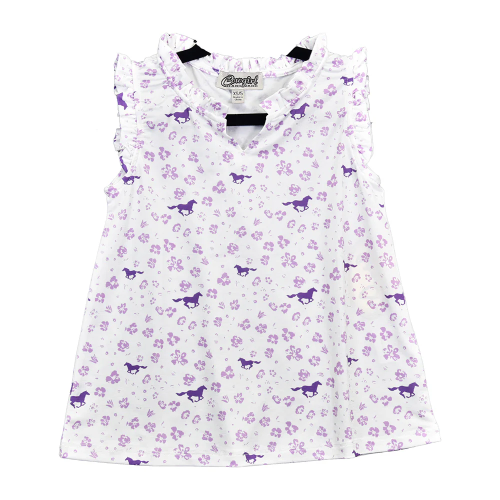 Cowboy Hardware Floral Horse Girl's Top 850317-190-T