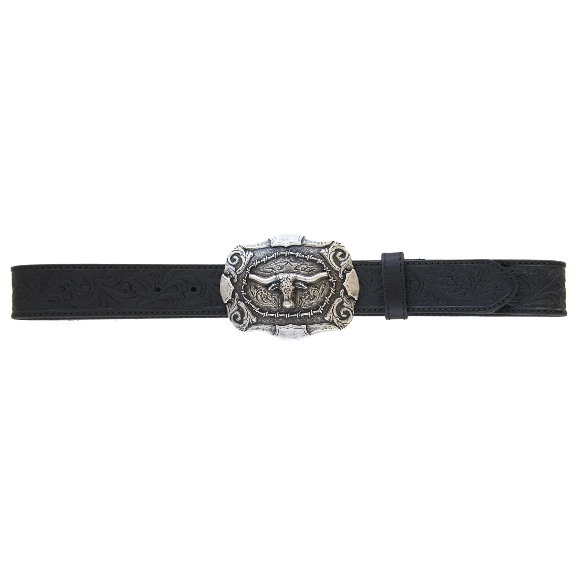 AndWest Longhorn Tooled Black Belt BLT212-01 - Image 3