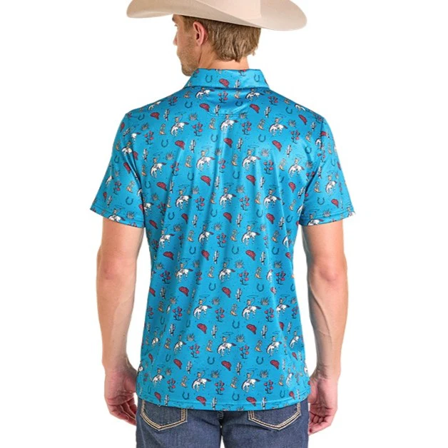 Rock & Roll Desert Rodeo Men's Polo BM51T07288 - Image 2