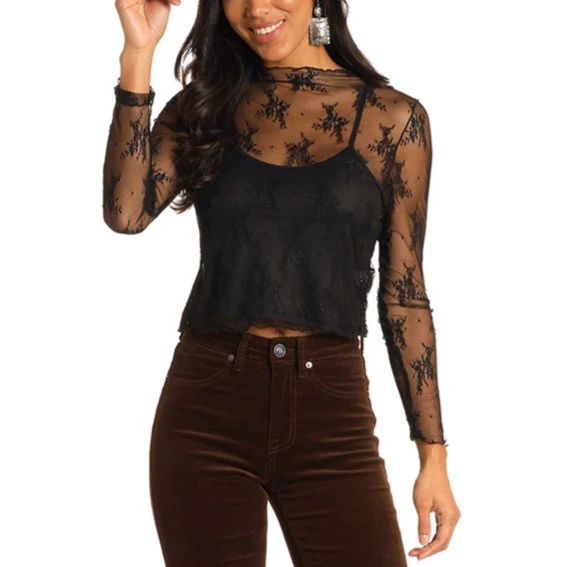 Rock & Roll Mesh Lace Women's Top BW22T04570