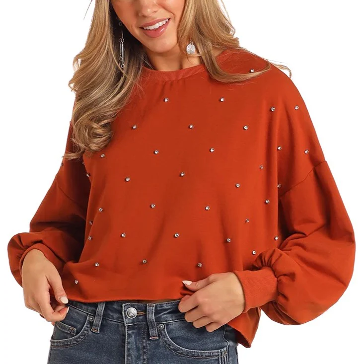 Rock & Roll Rustic Rhinestone Women's Pullover BW91T05274