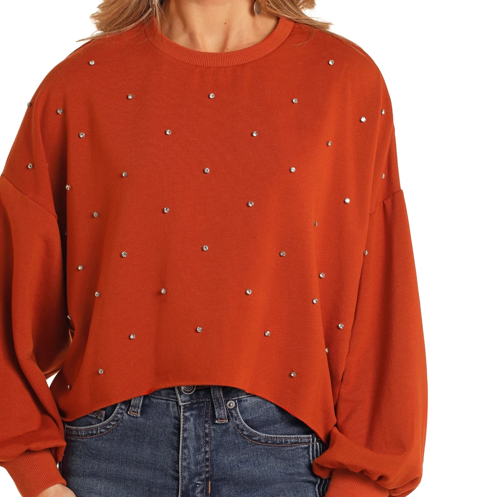 Rock & Roll Rustic Rhinestone Women's Pullover BW91T05274 - Image 2