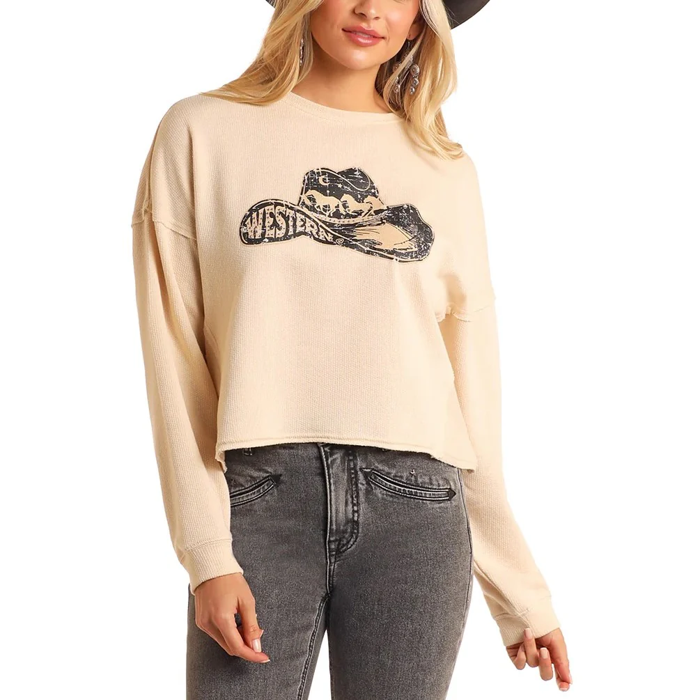 Rock & Roll Western Hat Graphic Women's Pullover BW91T05402