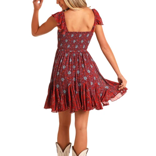 Rock & Roll Floral Godet Women's Minidress BWD0R05905 - Image 2