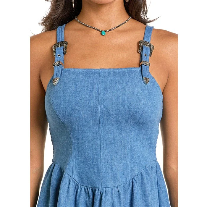 Rock & Roll Buckle Denim Women's Mini Dress BWD0R06315 - Image 3