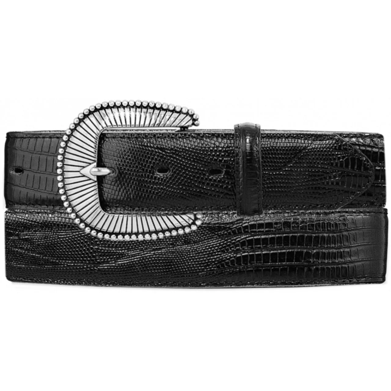 Tony Lama Lizard Print Billet Black Belt C40963