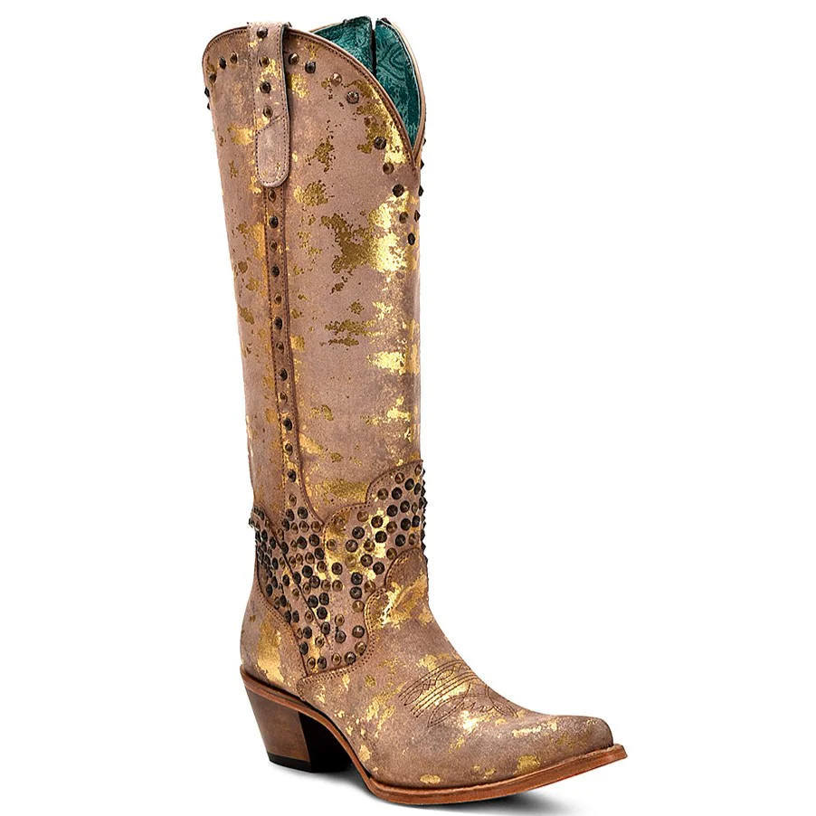 Corral Tall Sand Gold Stud Women's Boot C4135