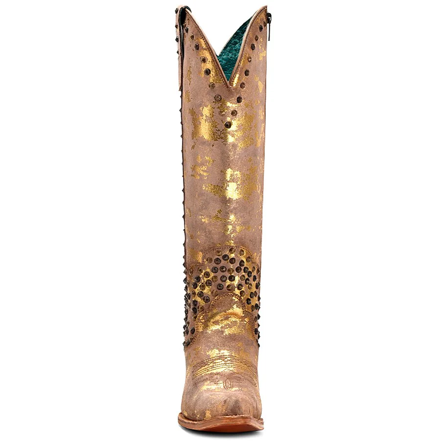 Corral Tall Sand Gold Stud Women's Boot C4135 - Image 3