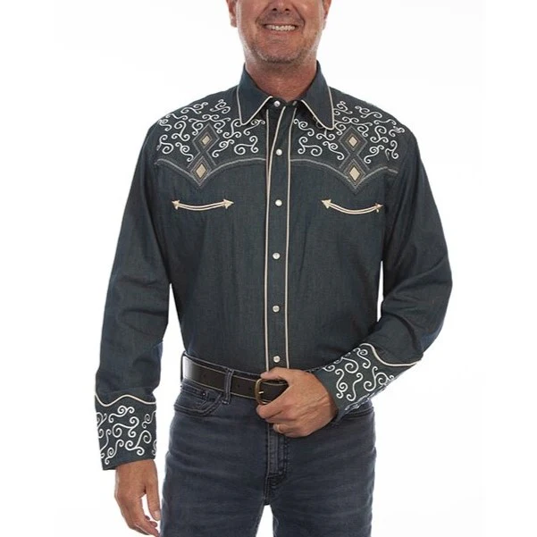 Scully Diamond Rio Scroll Men's Western Snap P901