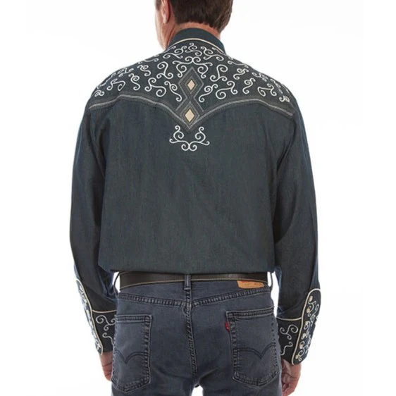 Scully Diamond Rio Scroll Men's Western Snap P901 - Image 2