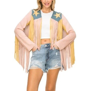 Vocal Fringe and Star Pink Women's Jacket K2409LJ - Image 4
