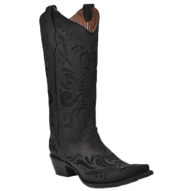 Circle G Classic Black Suede Embroidery Women's Boot L5433 - Image 8
