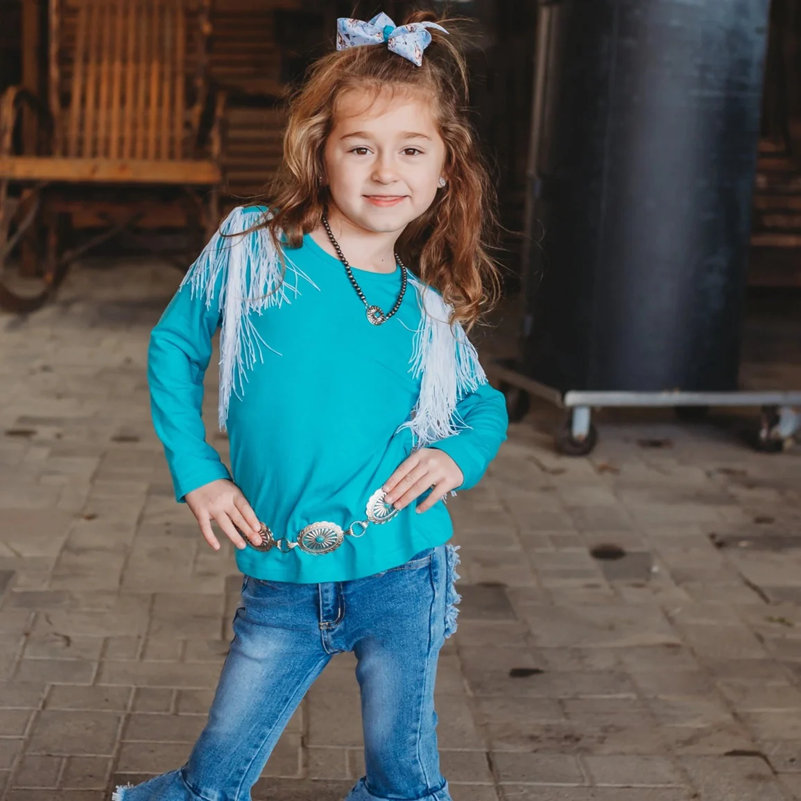 Shea Baby Turquoise Fringe Girl's Shirt LST02 - Image 2