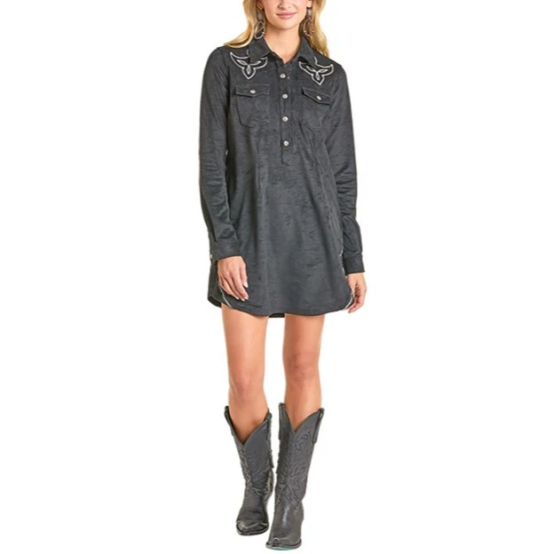 Rock & Roll Black Suede Women's Dress LWD2R07118