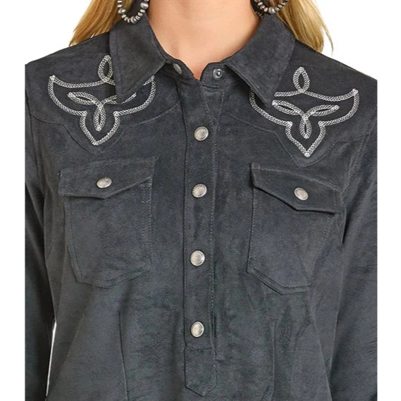Rock & Roll Black Suede Women's Dress LWD2R07118 - Image 3
