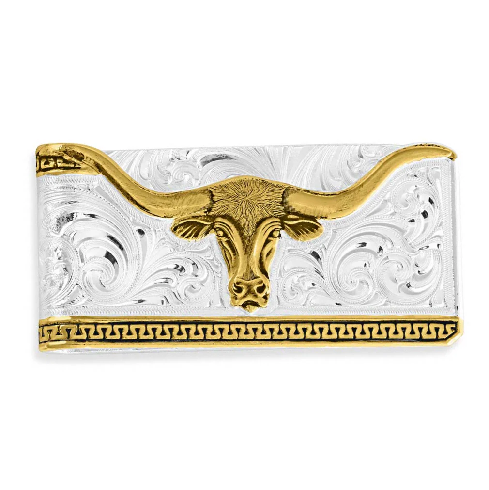 Montana Silversmiths Carved Longhorn Money Clip MCL5235