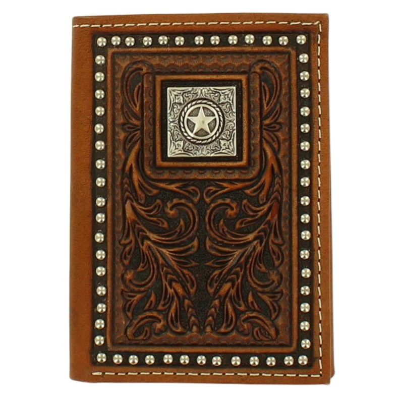 Nocona Studded Tooled Star Trifold Wallet N5410502