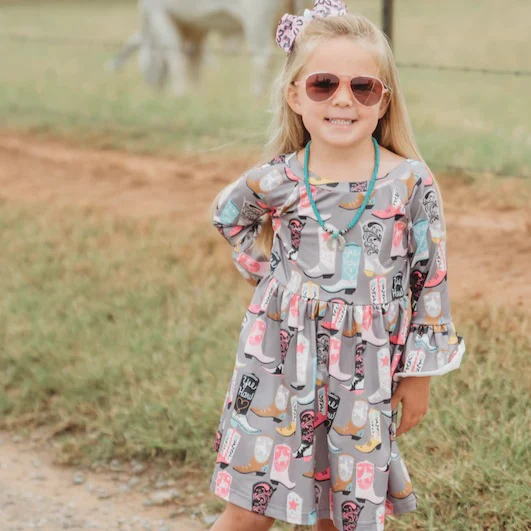 Shea Baby Boot Bell Sleeve Girl's Dress SDRF18 - Image 2