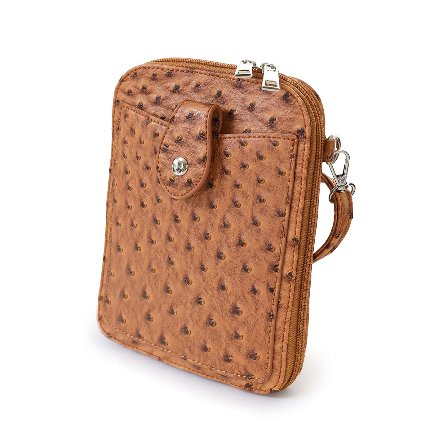 Tote22 Ostrich Print Crossbody Brown 31219 - Image 5