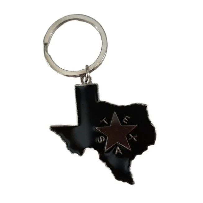 JT Giftware Black Texas Shape Keychain TX80320