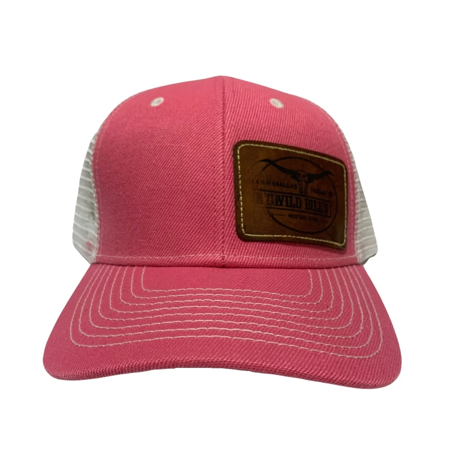 Wild Bill's Pink Leather Patch Trucker Cap - Image 4