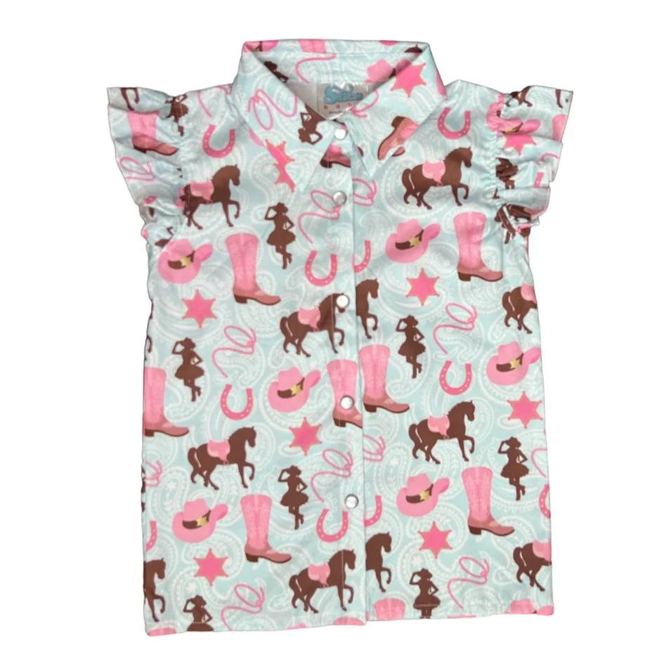 Shea Baby Horse Ruffle Girl's Top WRSS05