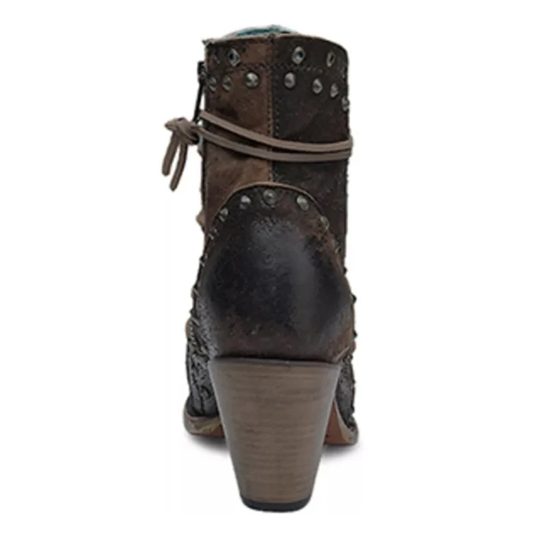Corral Lace & Stud Chocolate Women's Bootie Z5318 - Image 3